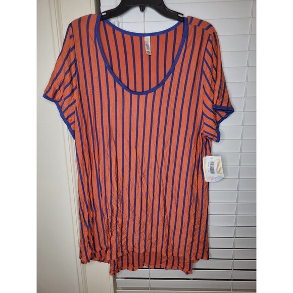 LuLaRoe Tops - Lularoe Classic T-Shirt Orange Blue Striped 3XL Casual Top blouse Classic